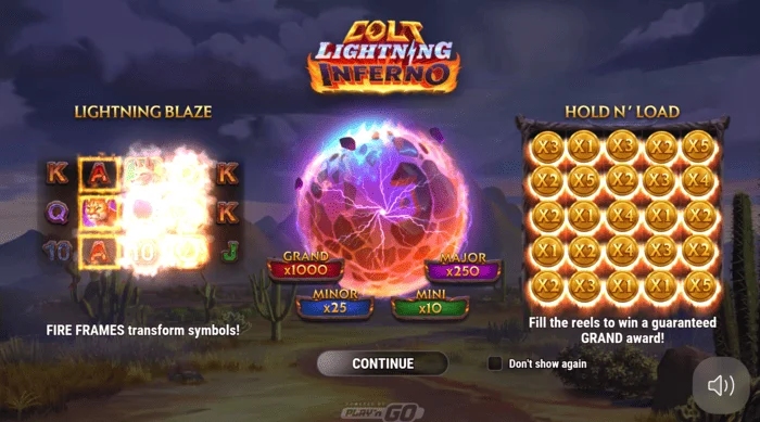 Pangunahing screen ng Colt Lightning Inferno
